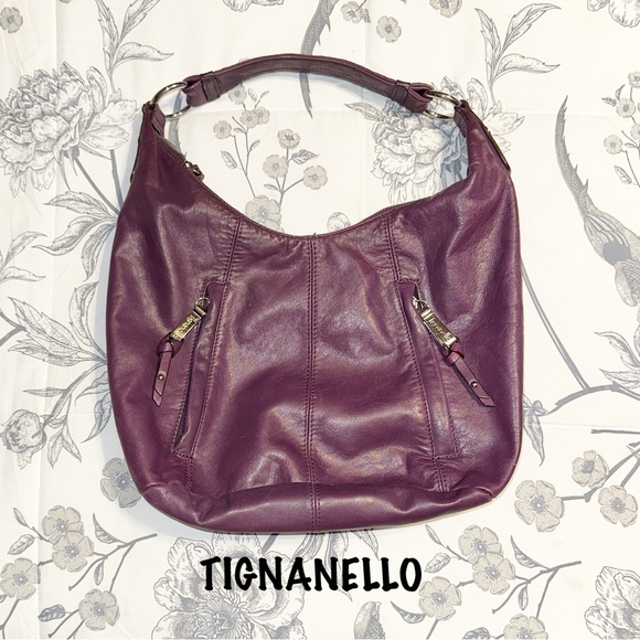Tignanello Large Eggplant Purple Slouchy Hobo Bag - Picture 1 of 8